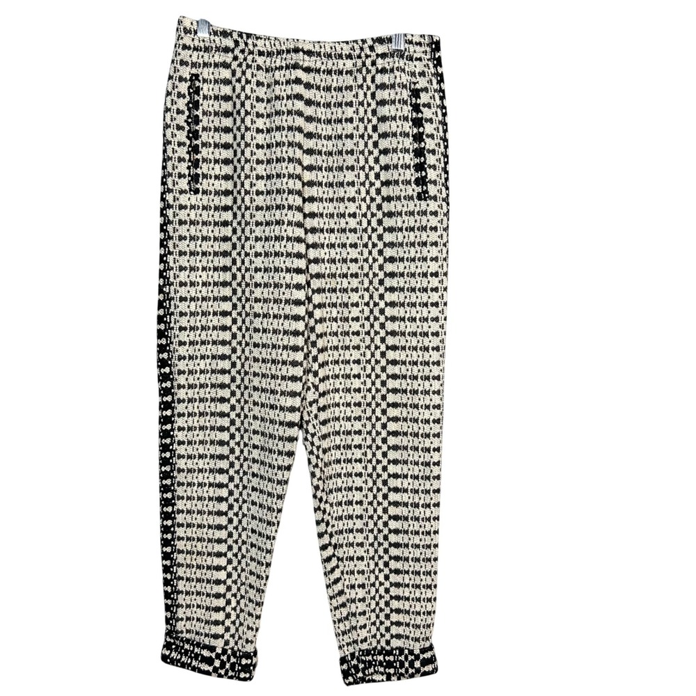 Billy Reid sweater knit jogger pants Womens Small Black White Tapered Sporty